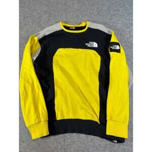 The North Face Cut And Sew Sweatshirt Mens Large Yellow Black Colorblock Outdoor